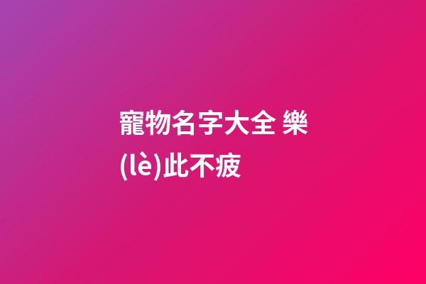 寵物名字大全 樂(lè)此不疲